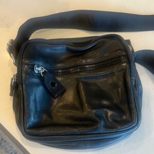 Tommy Hilfiger Black Leather Messenger Bag